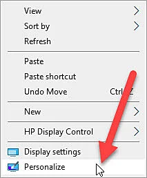 Desktop right click menu