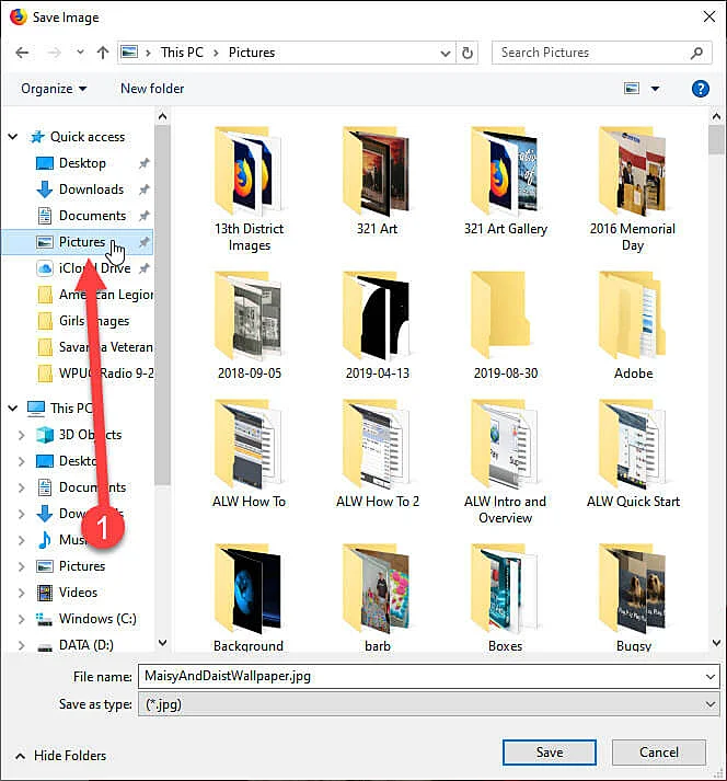 Save wallpaper to pictures